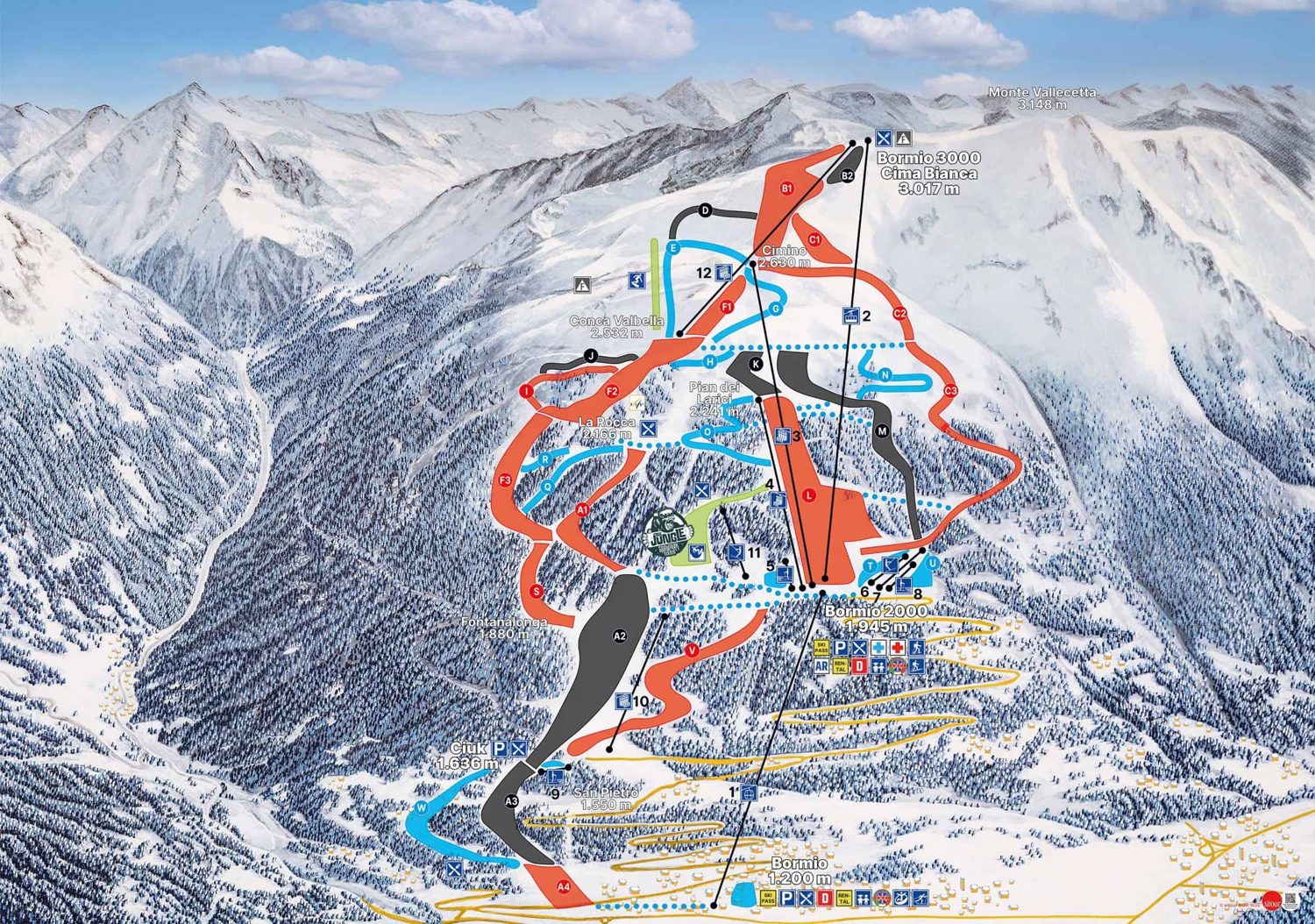 Plànol de pistes de Bormio