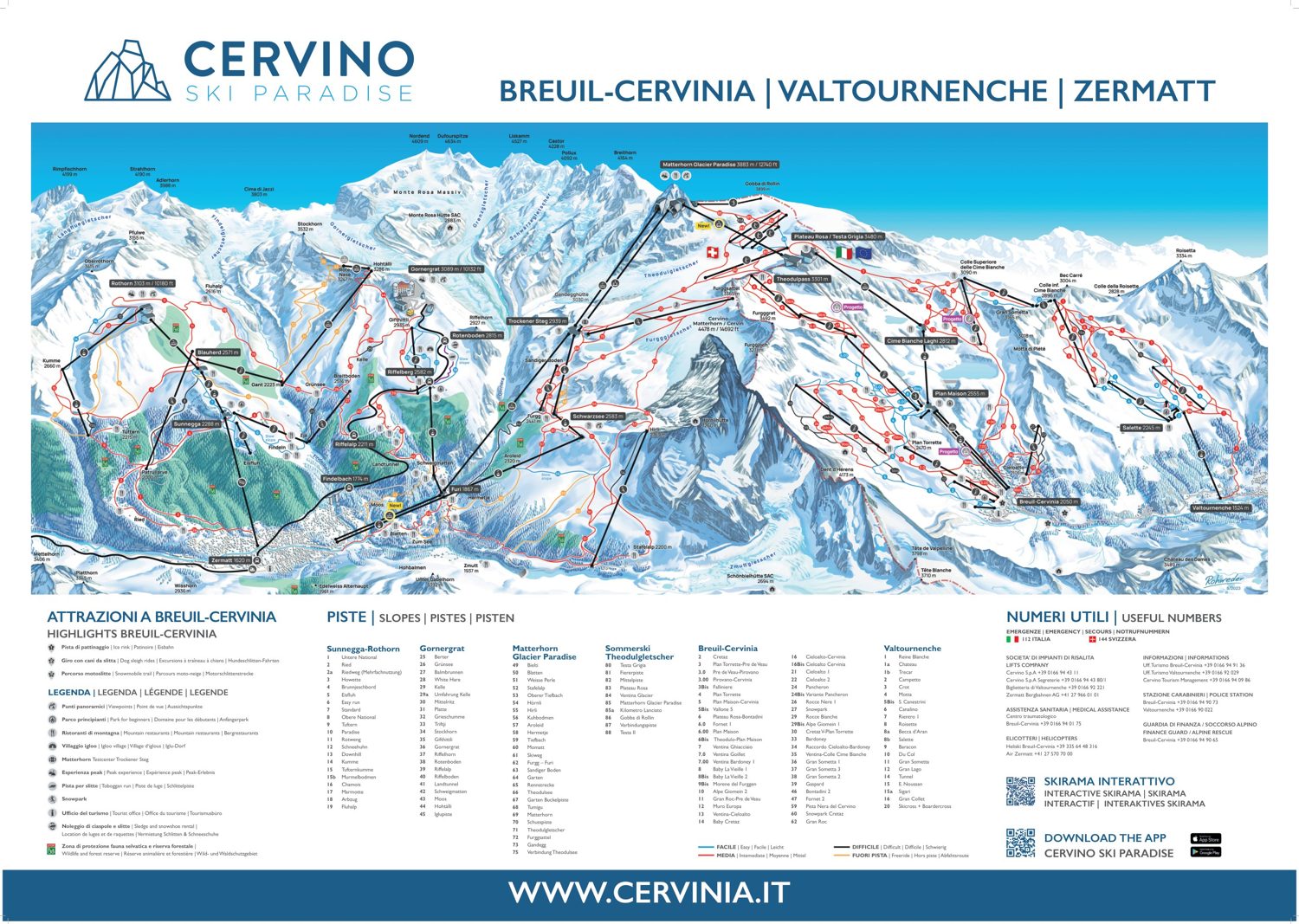 Plano de pistas de Cervinia