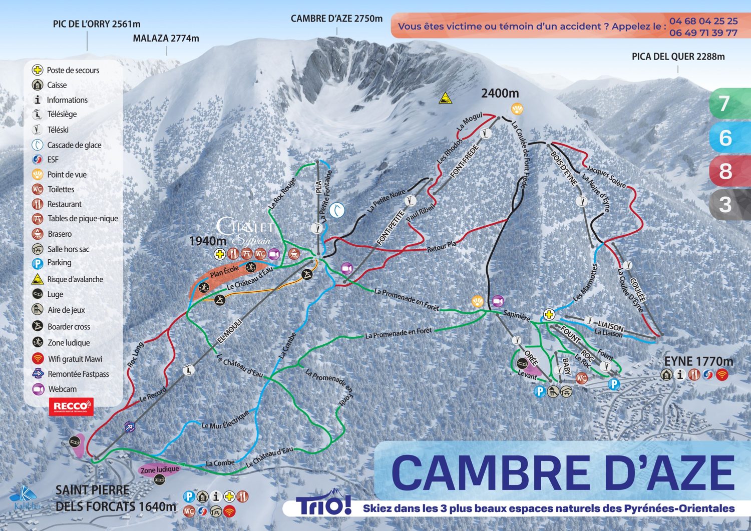 Plànol de pistes de Cambre d'Aze