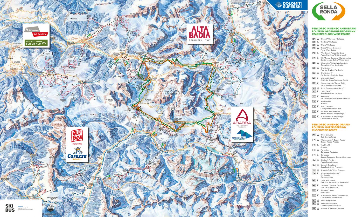 Plano de pistas de Dolomiti Superski