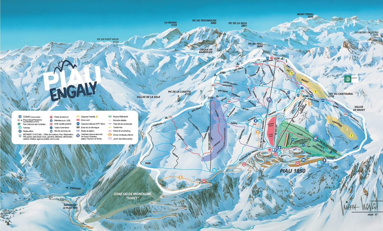 Mappa delle piste di Piau-Engaly