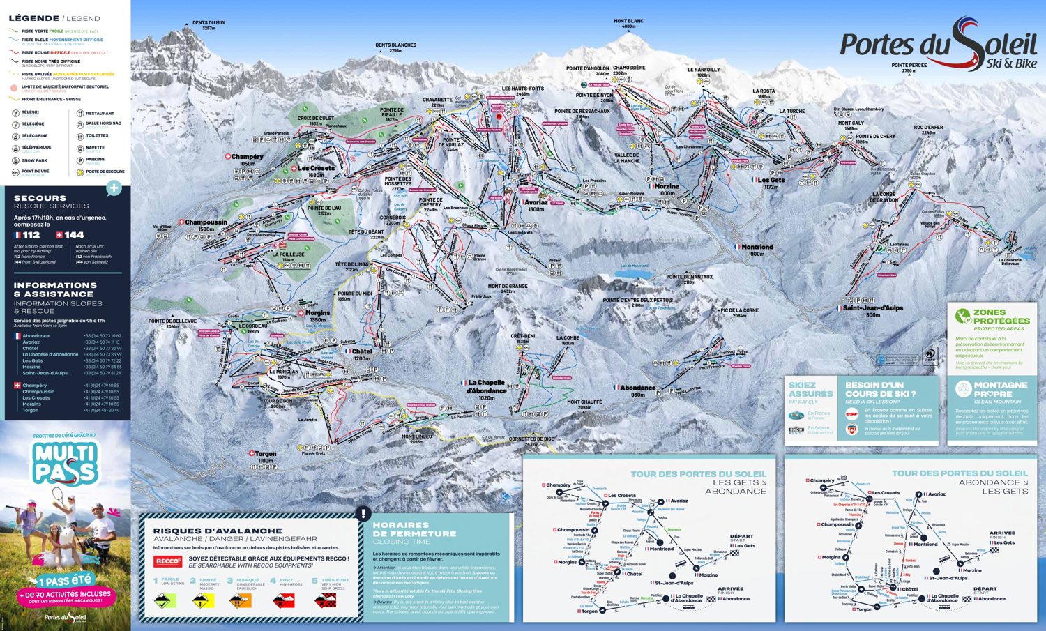 Plan des pistes de Les Portes du Soleil