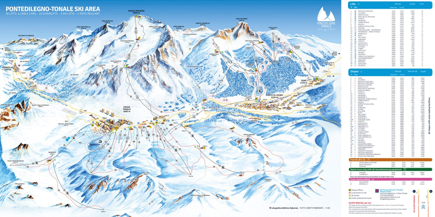 Piste map of Pontedilegno-Tonale